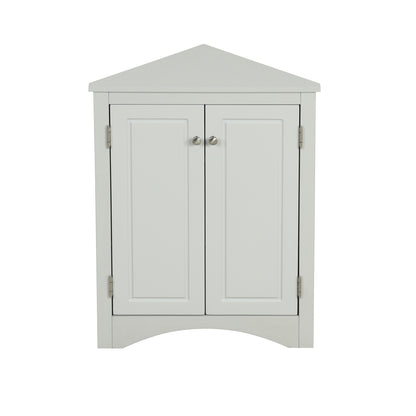 Grey Triangle Bathroom Storage Cabinet with Adjustable Shelves, Freestanding Floor Cabinet for Home Kitchen