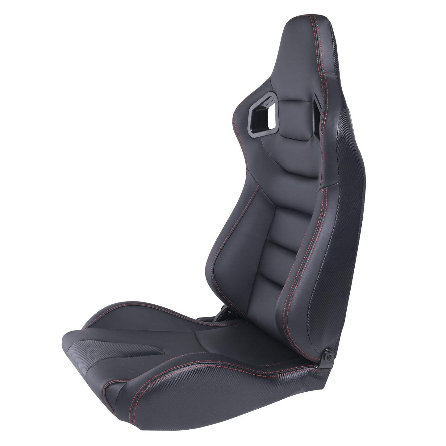 RACING SEAT  ALL BLACK SIMULATOR LEATHER WITH DOUBLE SLIDER 2PCS
