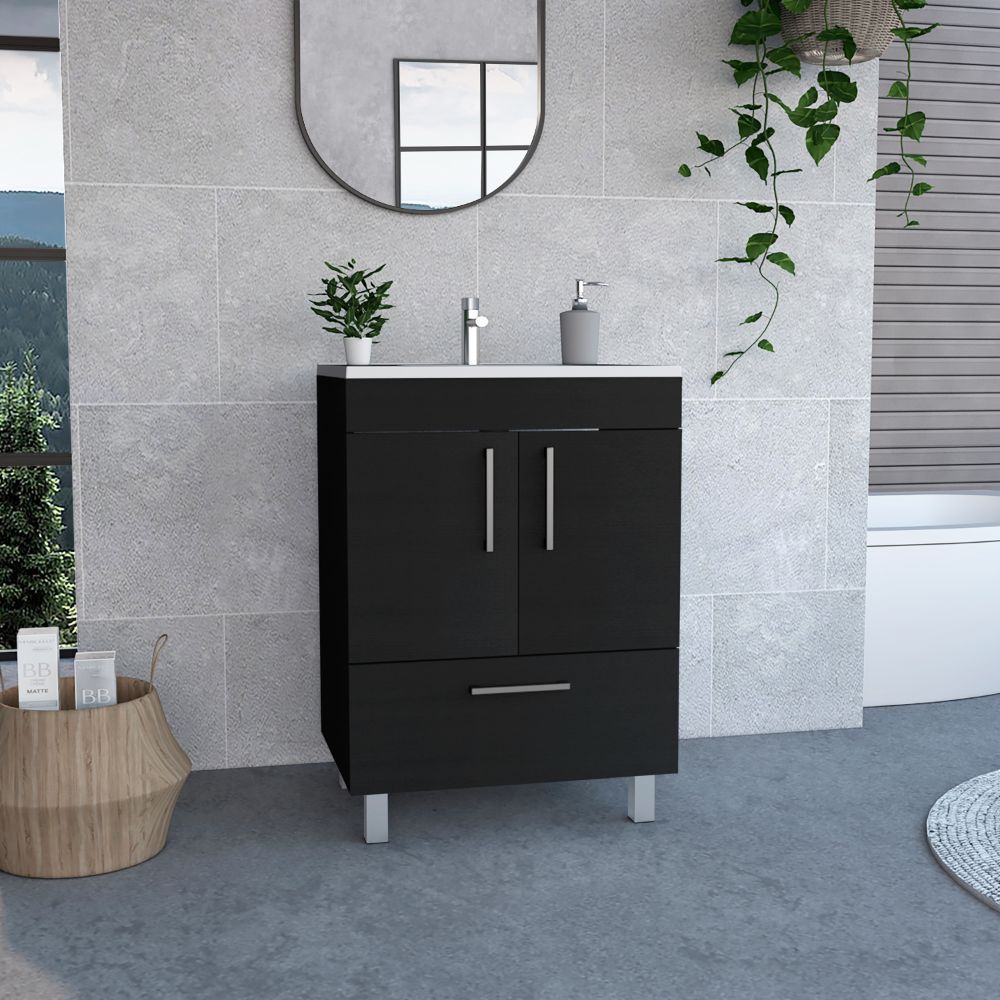 Clifton 2-Door Rectangle Single Bathroom Vanity Black Wengue