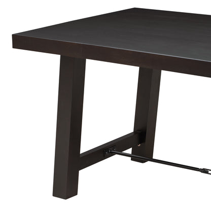 TREXM Wood Dining Table Kitchen Furniture Rectangular Table, Seats up to 6 (Espresso)