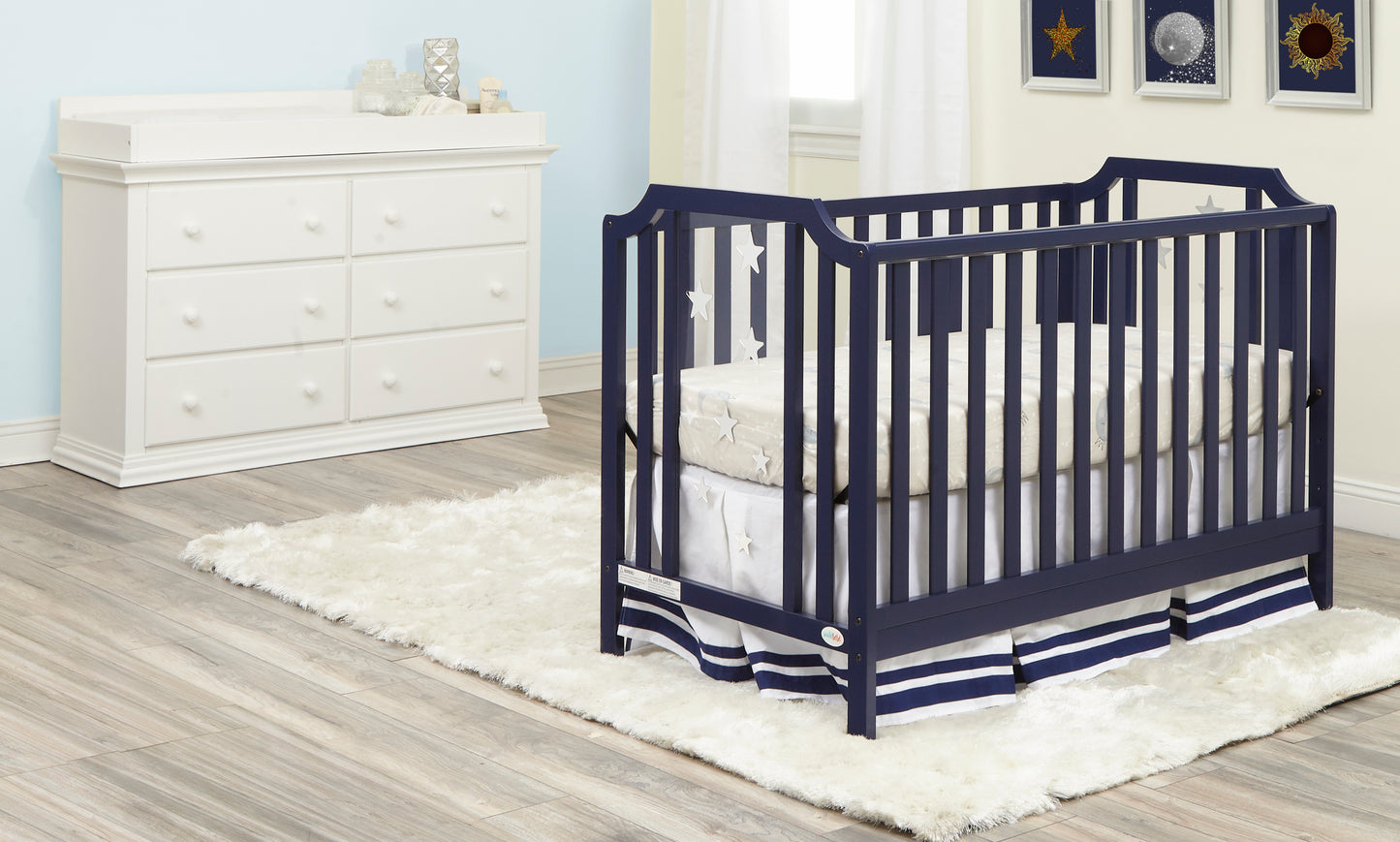 Celeste 3-in-1 Convertible Island Crib Navy Blue