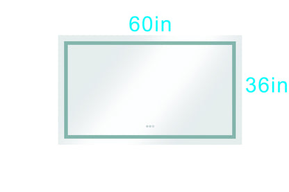 60 in. W x 36 in. H Frameless LED Single Bathroom Vanity Mirror in Polished Crystal\n Bathroom Vanity LED Mirror with 3 Color Lights Mirror for Bathroom Wall 60 Inch Smart Lighted Vanity Mirrors Dimma