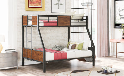 Twin-over-full bunk bed modern style steel frame bunk bed with safety rail, built-in ladder for bedroom, dorm, boys, girls, adults (OLD SKU:LP000090AAD)