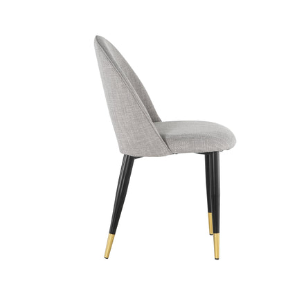 Beige Nordic Style Dining Room Furniture Comfortable Decoration similar to sackcloth Fabric Seat Dining Chair With Black Golden Legs(Set of 2)