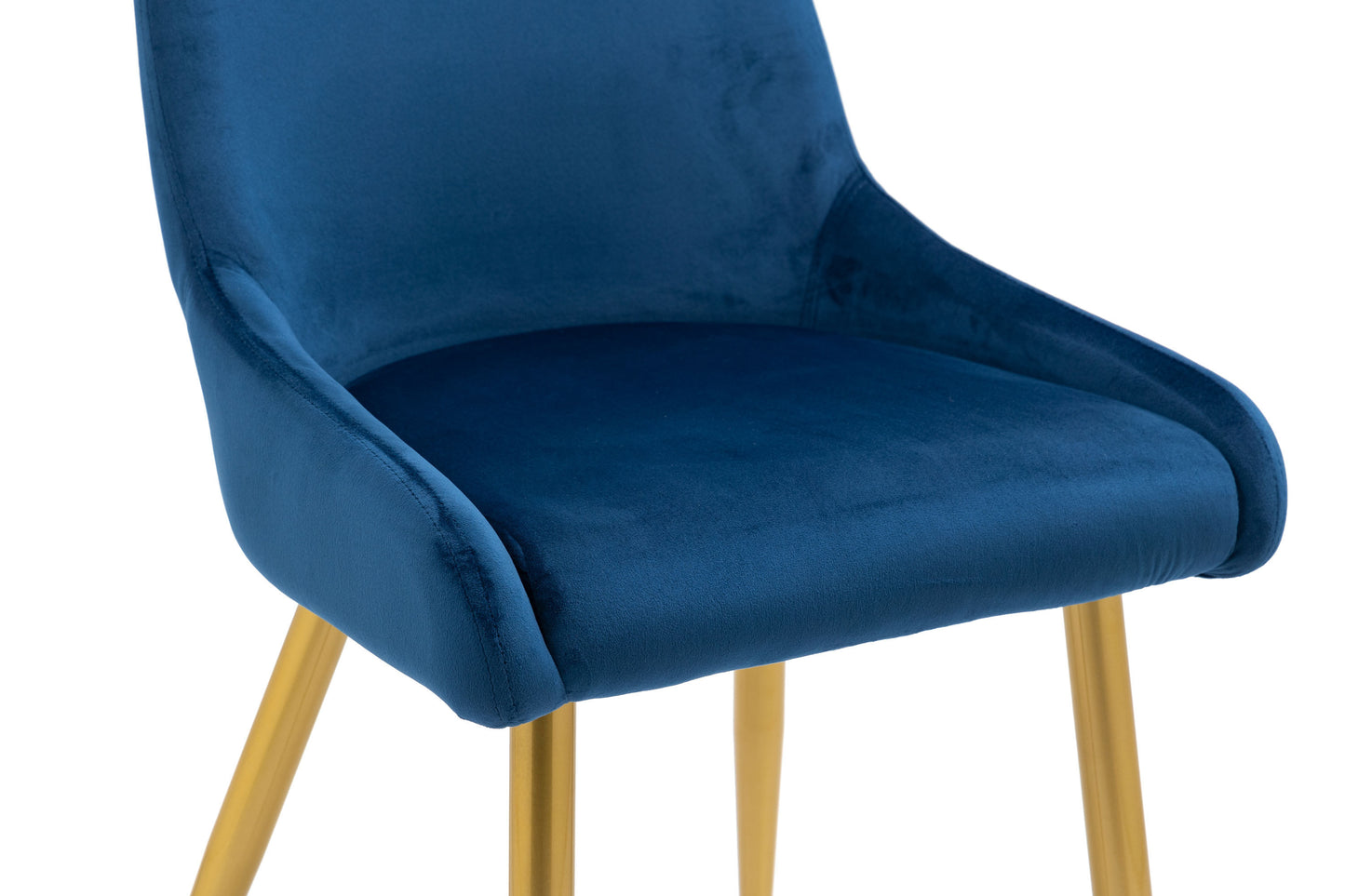 Dining Chairs Set of 2 Upholstered Mid-Century Modern Velvet Accent Desk Chair with Gold Legs for Kitchen Living Room Blue