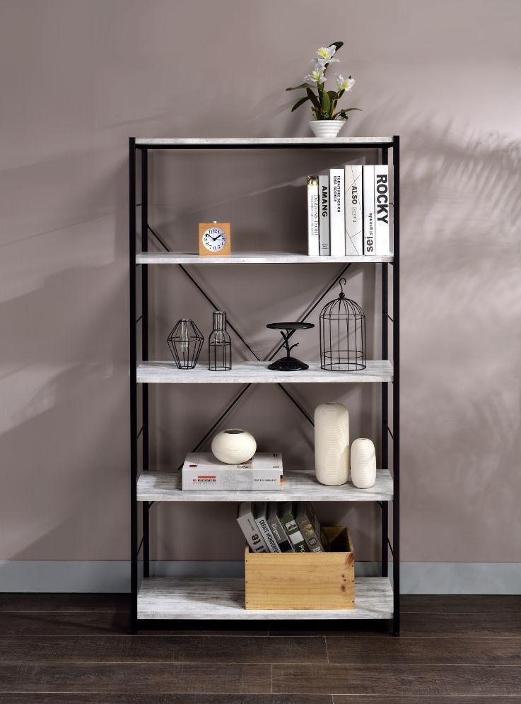 ACME Tesadea Bookshelf, Antique White & Black Finish 92777