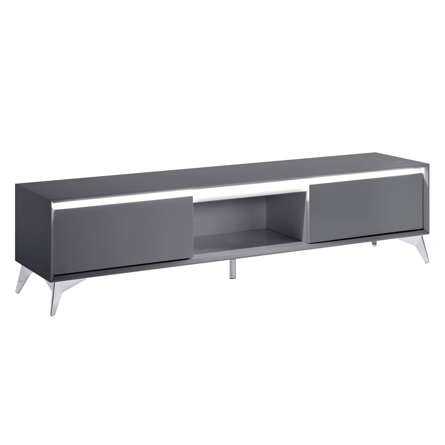 ACME Raceloma TV stand , LED, Gray & Chrome Finish 91996