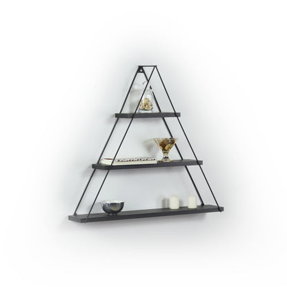 Moset Floating Wall Decor Wall Mounted Rustic Decorative Hanging Metal Bracket Triangle Shelf for Books, Black