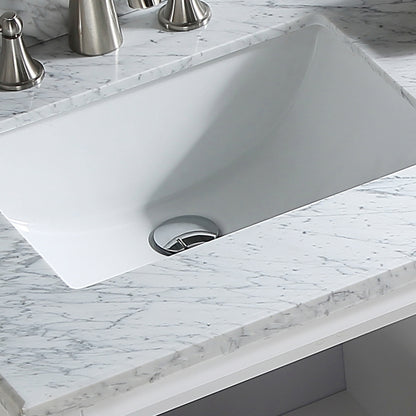 Bathroom Vanity set 60 inches Double sink, Carrara White Marble Countertop Without Mirror