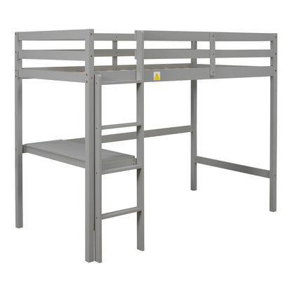 Twin Loft Bed with  built-in desk,Grey