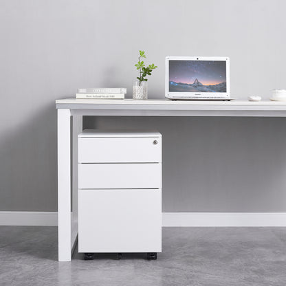 3 Drawer Mobile File Cabinet with Lock Steel File Cabinet for Legal/Letter/A4/F4 Size, Fully Assembled Include Wheels, Home/ Office Design