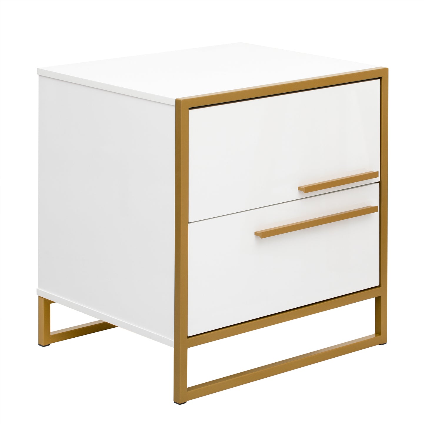 Nightstand with 2 Drawers ，Storage Bedside Table - White