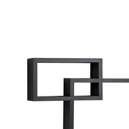 Intersecting Rectangle Shape Wooden Floating Wall Shelf, Black