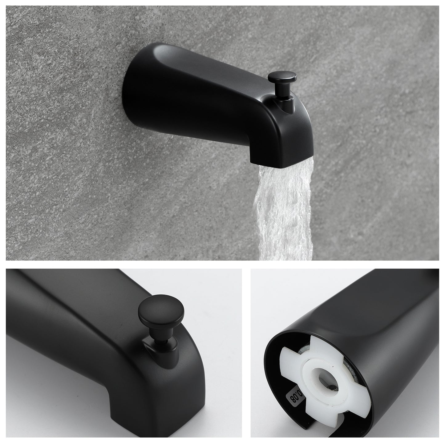 Matte Black 6 Inch Shower Faucet wih Tub Spout Combo