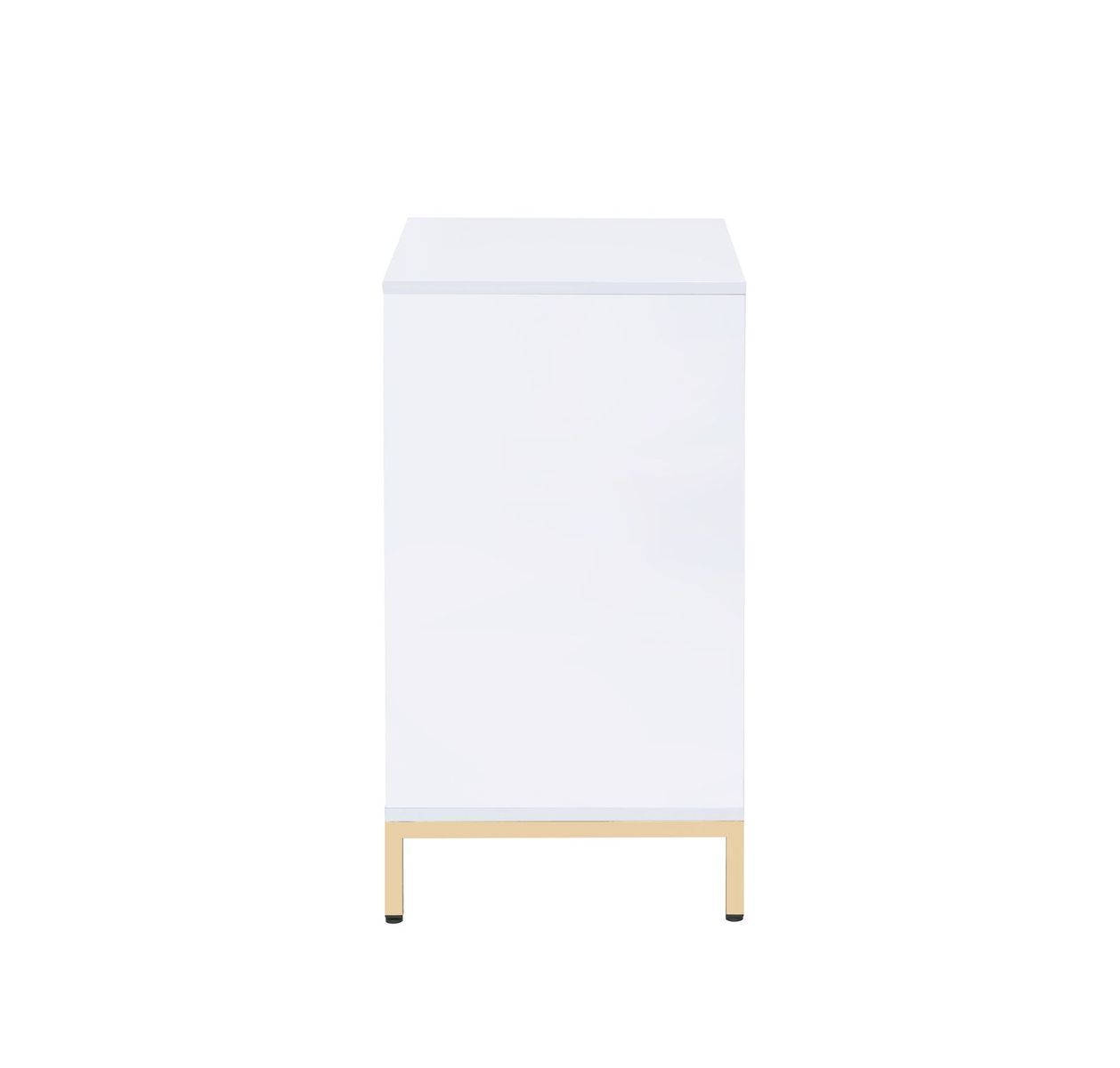 ACME Ottey Cabinet in White High Gloss & Gold 92543