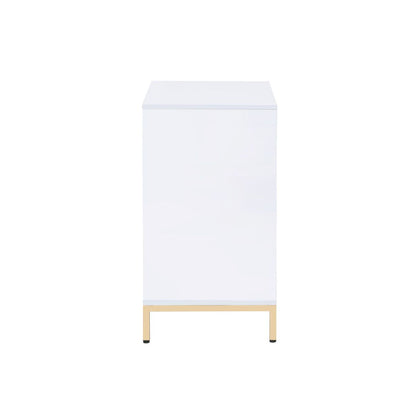 ACME Ottey Cabinet in White High Gloss & Gold 92543