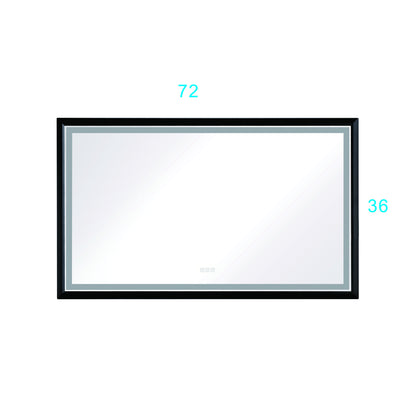 72in. W x 36in. H Oversized Rectangular Black Framed LED Mirror Anti-Fog Dimmable Wall Mount Bathroom Vanity Mirror  HD Wall Mirror Kit For Gym And Dance Studio 36X 72Inches With Safety Ba