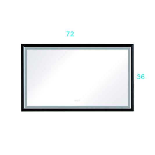 72in. W x 36in. H Oversized Rectangular Black Framed LED Mirror Anti-Fog Dimmable Wall Mount Bathroom Vanity Mirror  HD Wall Mirror Kit For Gym And Dance Studio 36X 72Inches With Safety Ba
