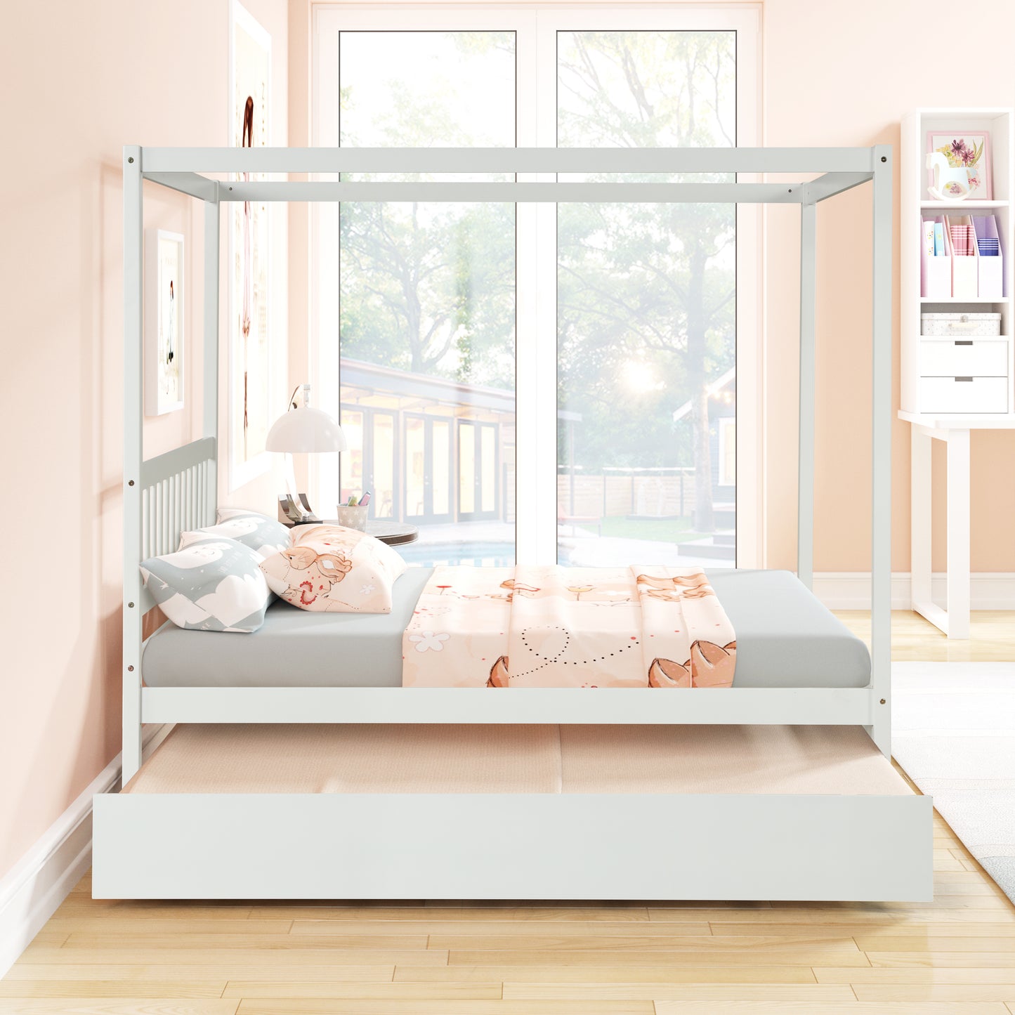 Full bed with Twin trundle for white color