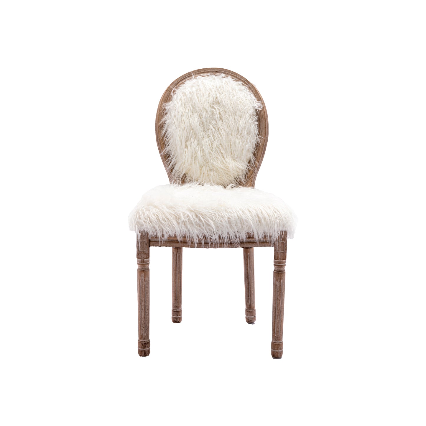 HengMing Faux Fur  French Dining  Chair with rubber legs,Set of 2