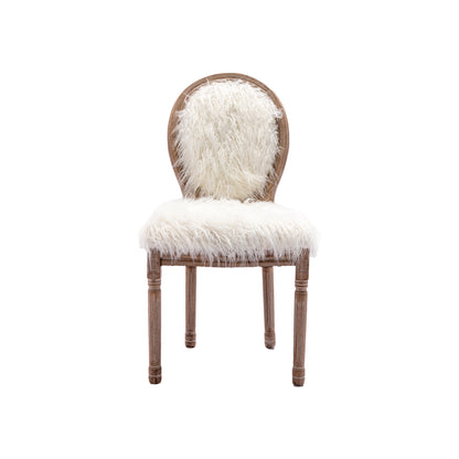 HengMing Faux Fur  French Dining  Chair with rubber legs,Set of 2