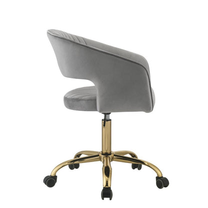 ACME Hopi Office Chair, Gray Velvet & Gold 92940