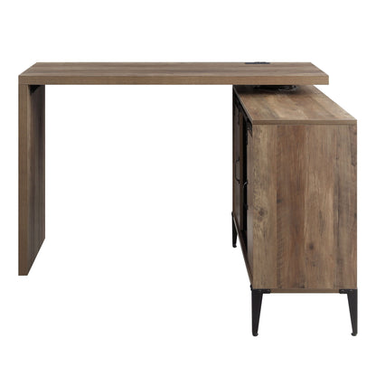 ACME Zakwani Writing Desk w/USB-Desk, Rustic Oak & Black Finish OF00154