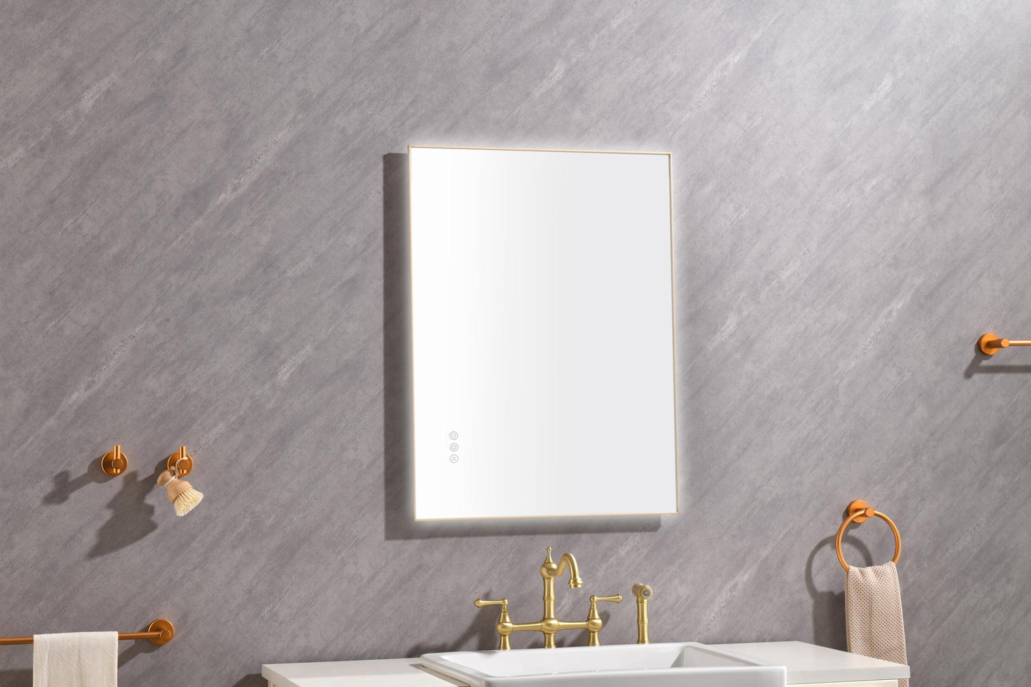 Super Bright Led Bathroom Mirror with Lights, Metal Frame Mirror Wall Mounted Lighted Vanity Mirrors for Wall, Anti Fog Dimmable Led Mirror for Makeup, Horizontal/Verti