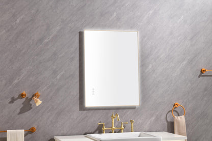 Super Bright Led Bathroom Mirror with Lights, Metal Frame Mirror Wall Mounted Lighted Vanity Mirrors for Wall, Anti Fog Dimmable Led Mirror for Makeup, Horizontal/Verti  \nGun Gray Metal