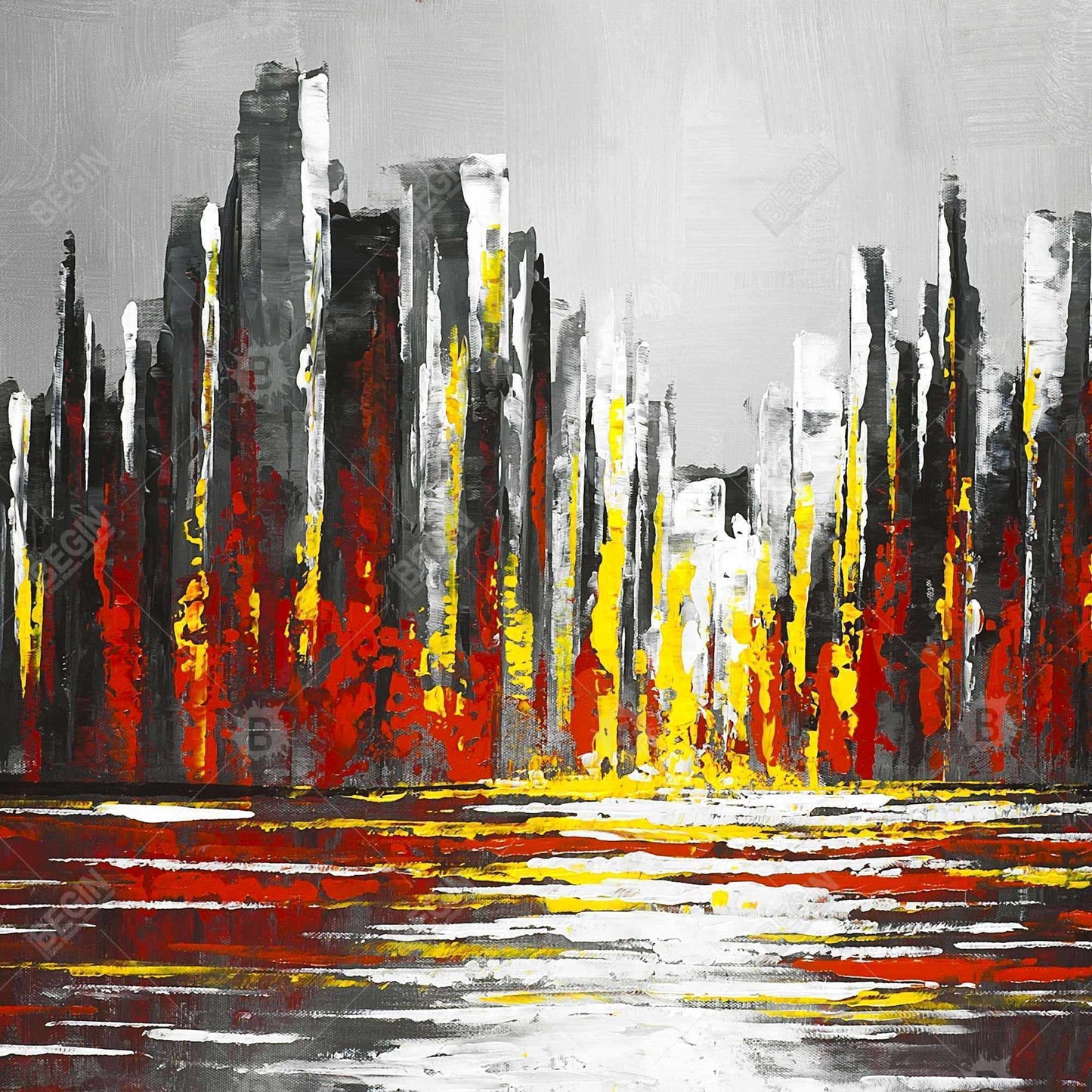 Abstract red skyline - 08x08 Print on canvas