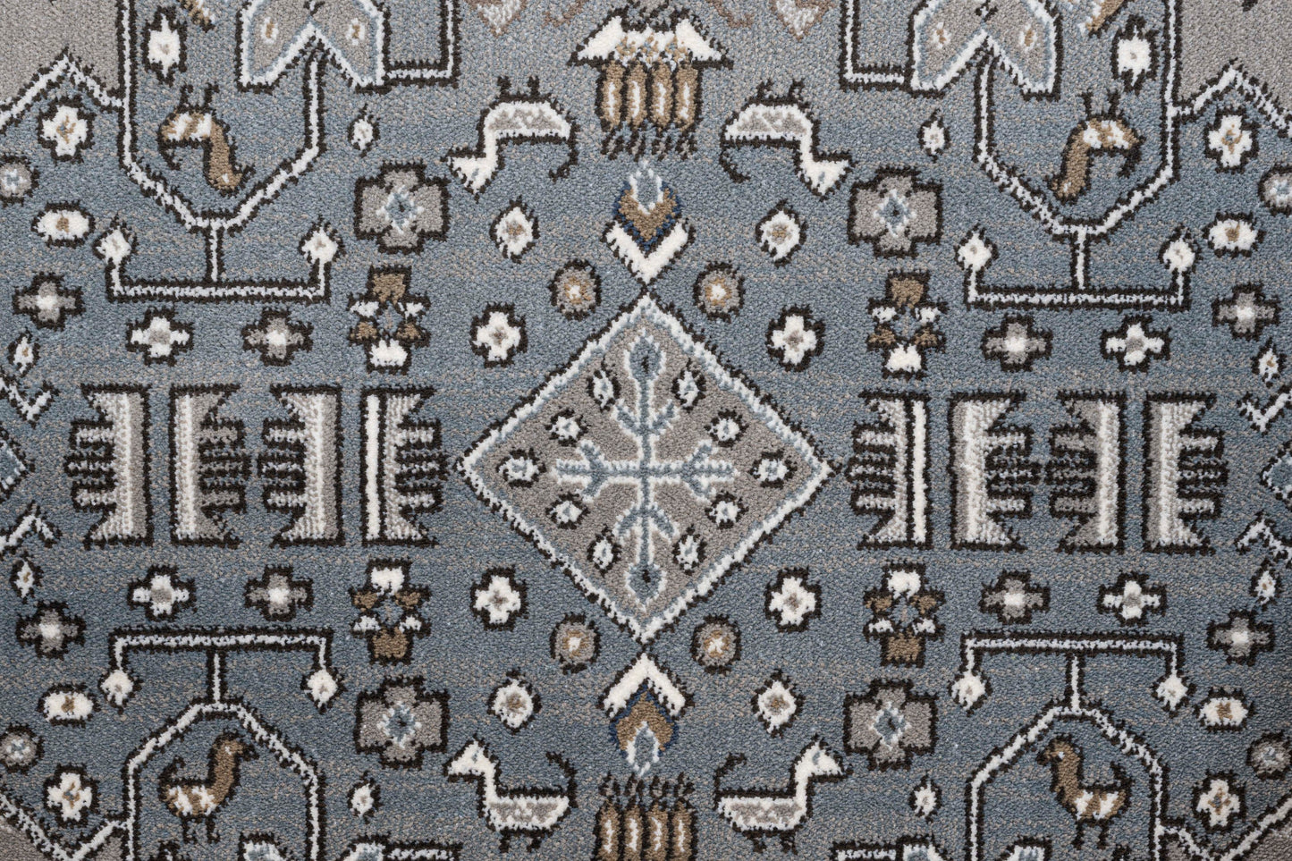 Gabriella Medallion Grey, Blue, Ivory and Beige Viscose Area Rug 8x10