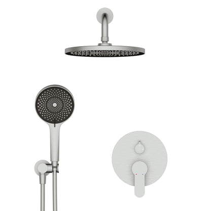 Shower System, Ultra-thin Wall Mounted Shower Faucet Set for Bathroom with High Pressure 10" Stainless Steel Rain Shower head Handheld Shower Set, Brushed Nickel