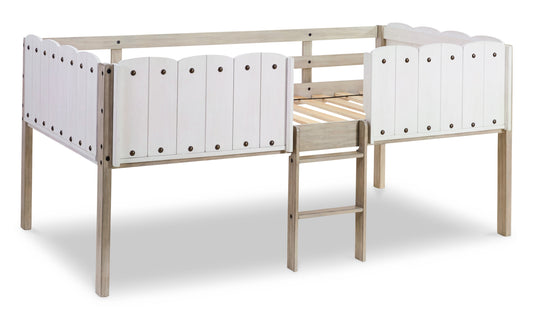 Ashley Wrenalyn Brown+White Contemporary Twin Loft Bed Frame B081-162