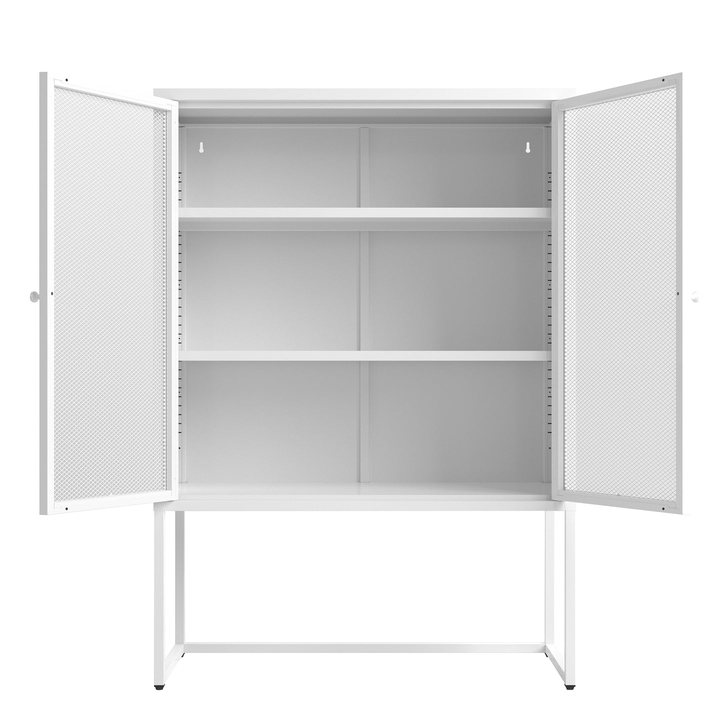 47.2 inches high Metal Storage Cabinet with 2 Mesh Doors, Suitable for Office, Dining Room and Living Room, White