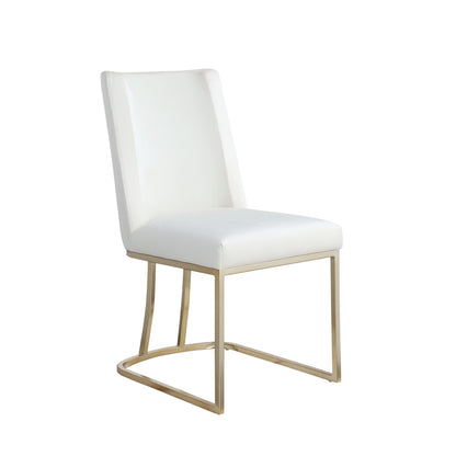 Dining Chairs, Velvet Upolstered Side Chair, Gold Metal Legs (Set of 2) - White