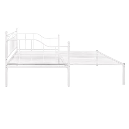 Twin Size Metal Daybed with Trundle, Daybed with Slat No Box required White