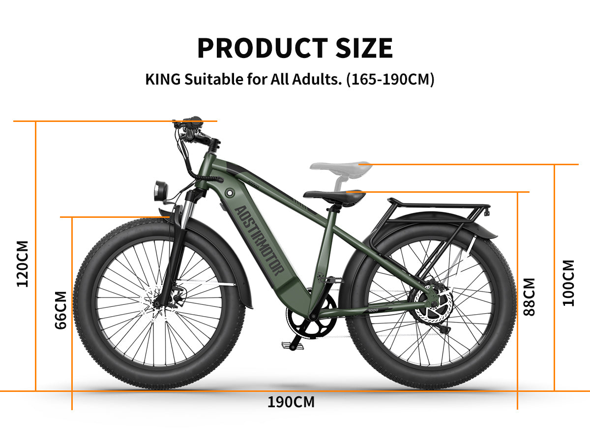 AOSTIRMOTOR new pattern 26" 1000W Electric Bike Fat Tire 52V15AH Removable Lithium Battery for Adults