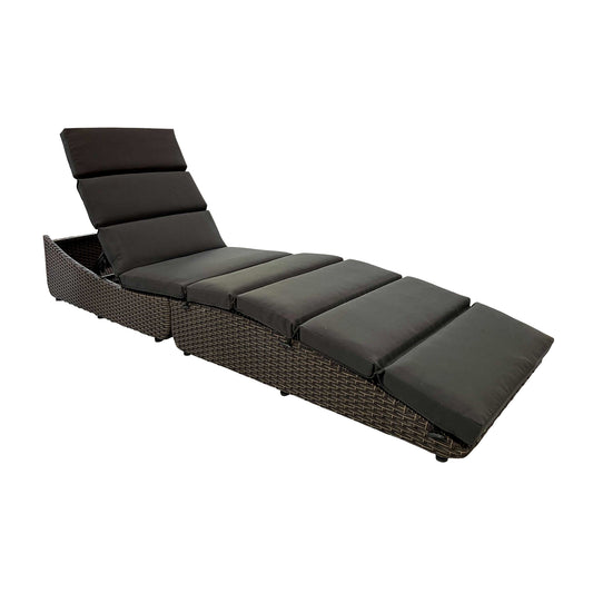 Alameda Indoor/Outdoor Patio Wicker Sunbed with Dark Grey Polyester Cushion