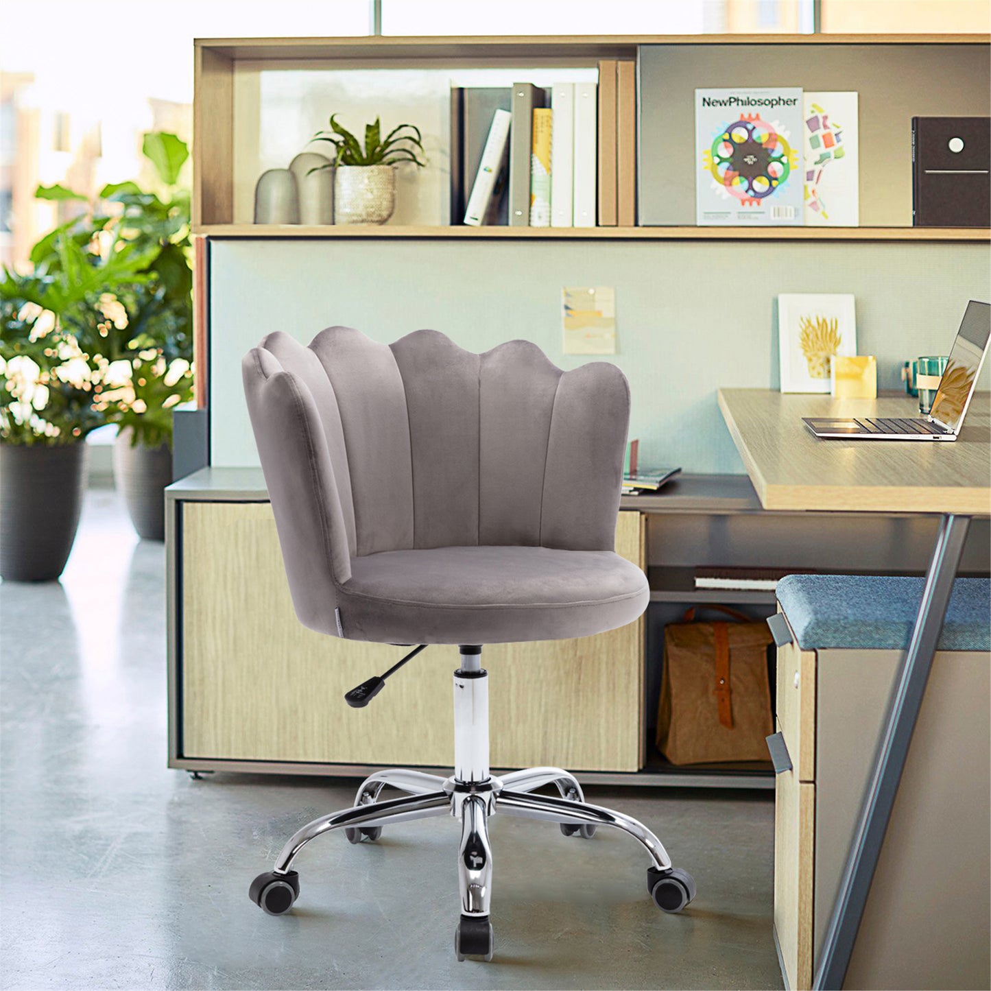 COOLMORE   Swivel Shell Chair for Living Room/Bed Room, Modern Leisure office Chair  Gray