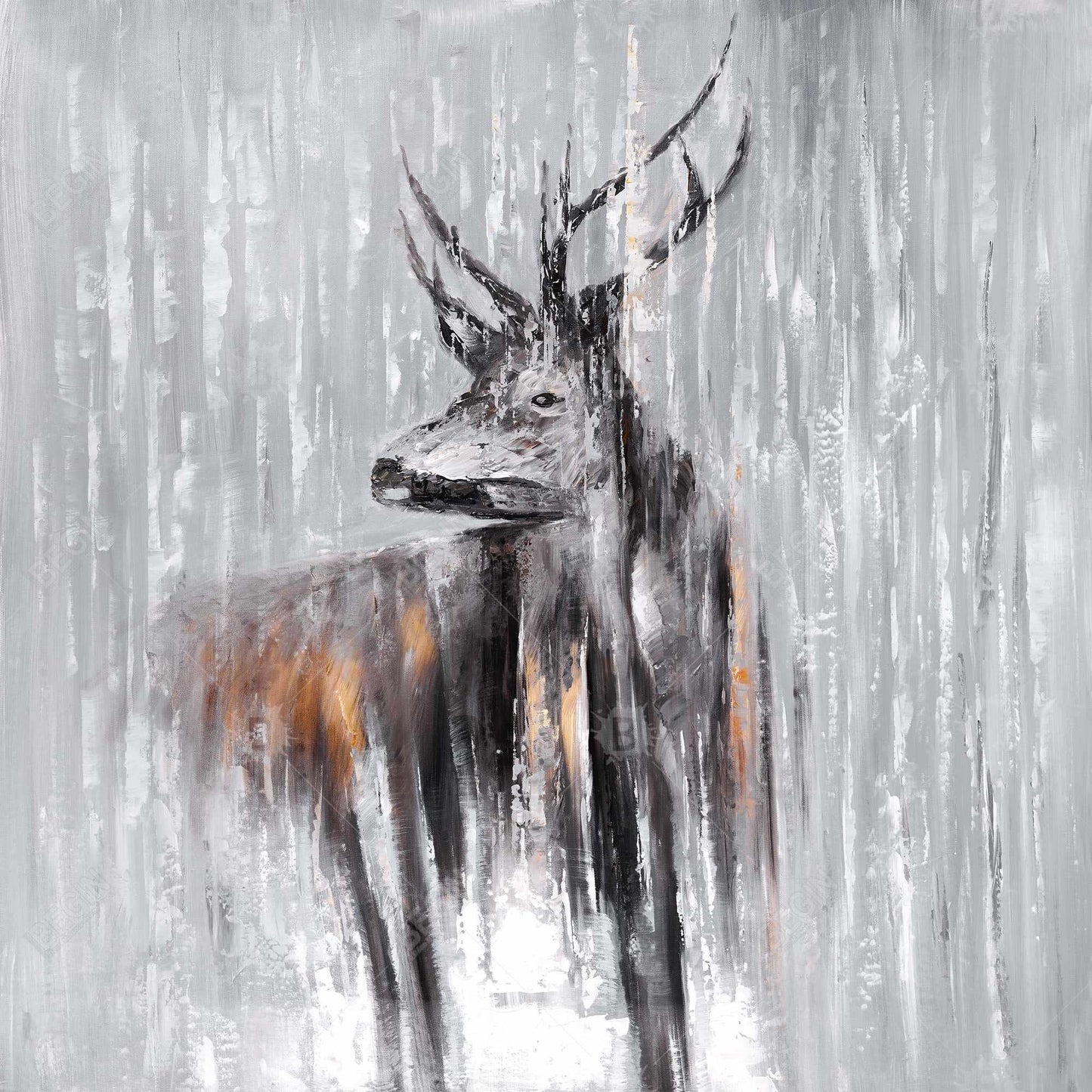 Deer in the forest - 32x32 Print on canvas