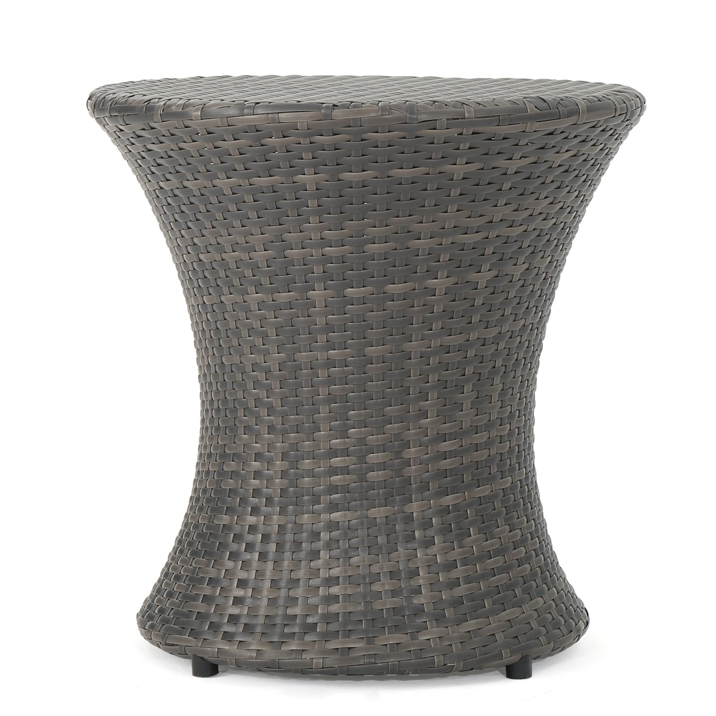 Townsgate Outdoor Brown Wicker Hourglass Side Table Gray