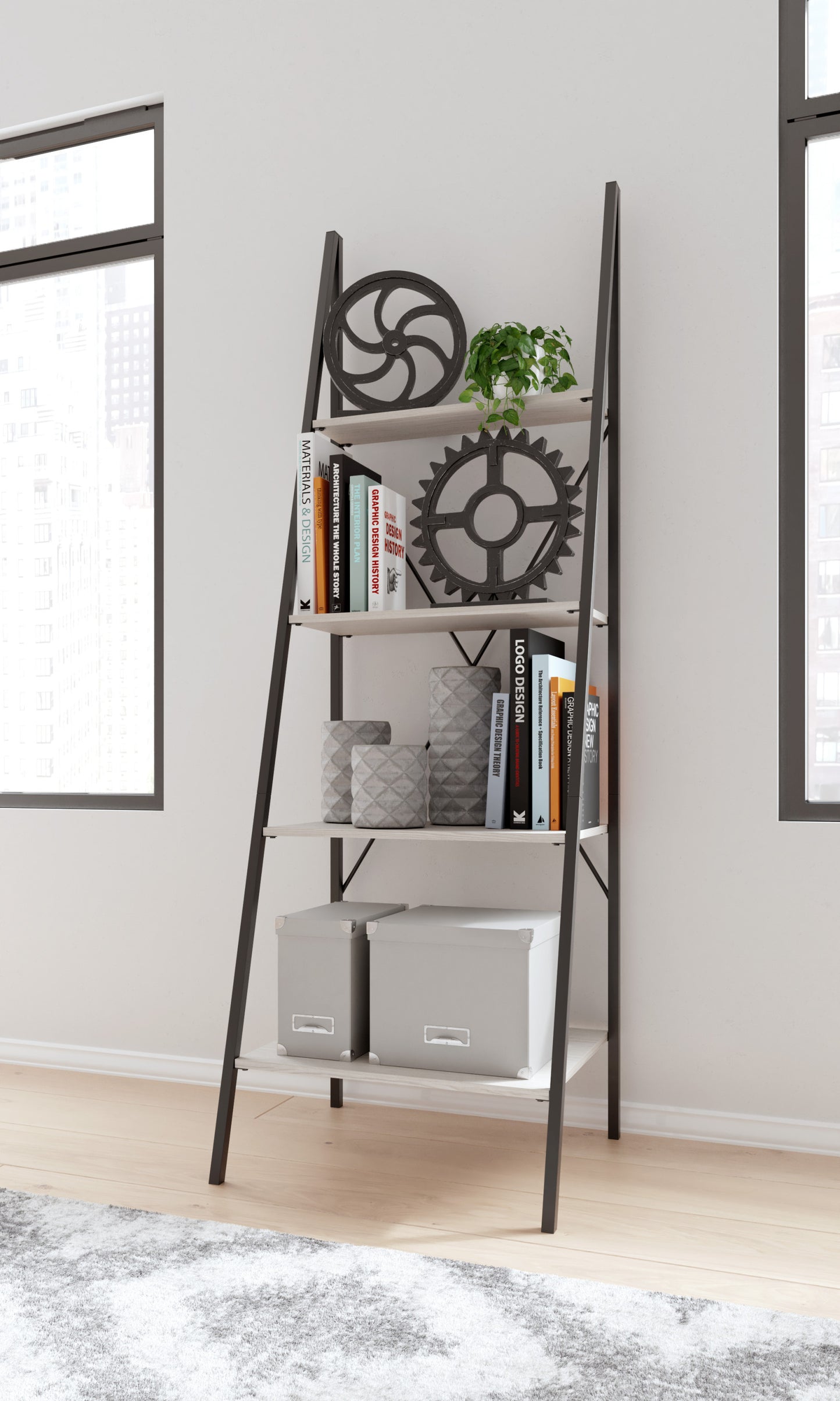 Ashley Bayflynn White+Black Casual Bookcase H288-17