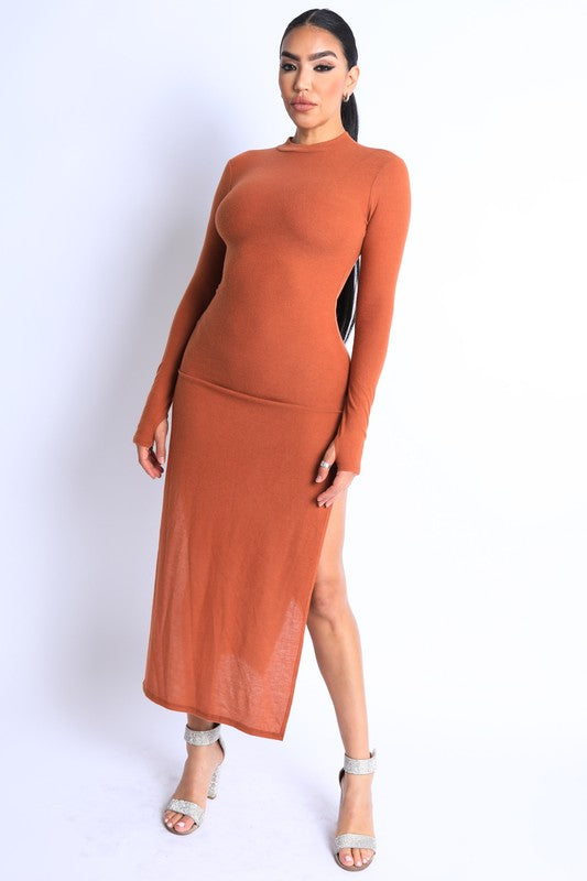 Hacci mockneck long sleeve dress