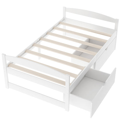 Twin size platform bed, with two drawers, white（New）