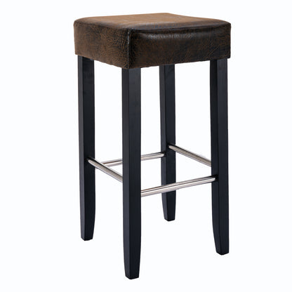 HengMing Barstool in Brown Fabric and Black Wood Finish,2-Pcs Set