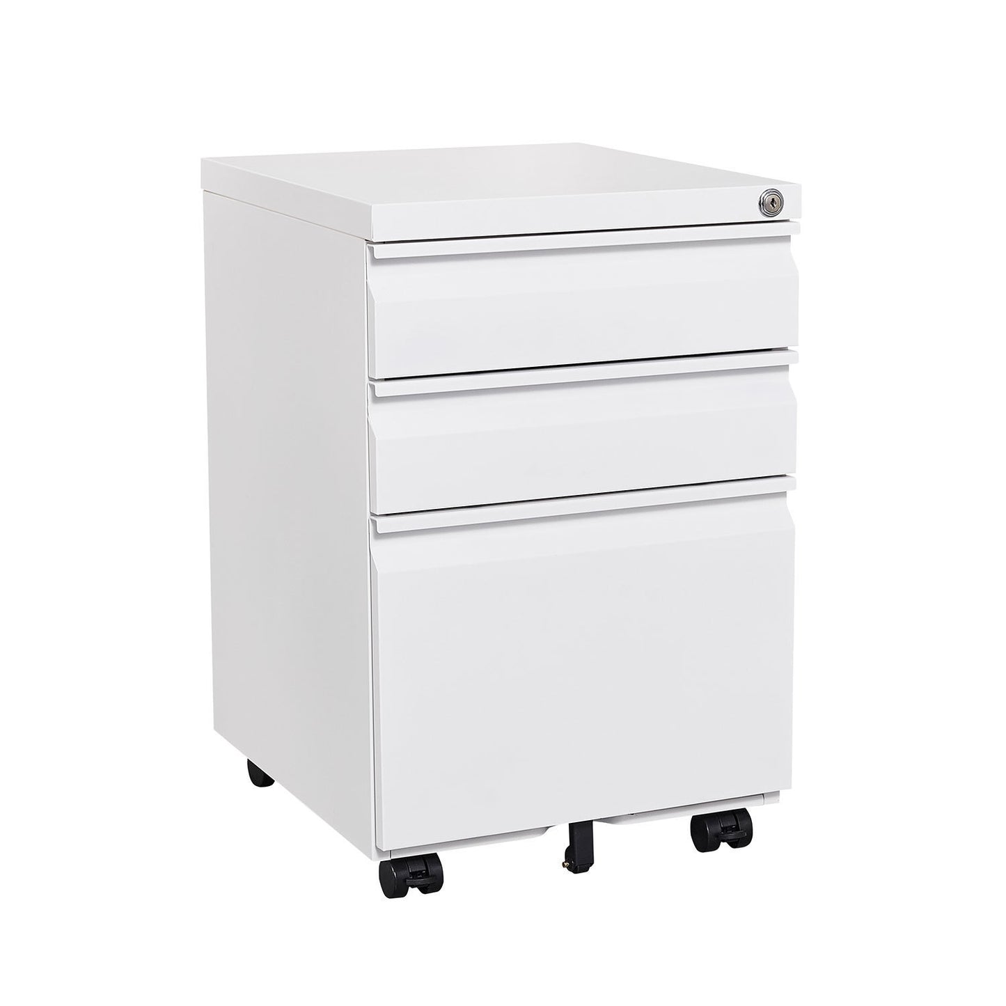 3 Drawer Mobile Locking File Cabinet, Rolling Filing Cabinet for Letter/A4 Size With 5 Wheels,WHITE