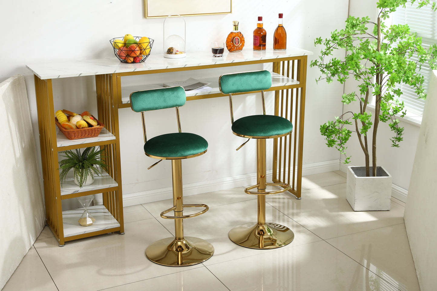 Bar Stools with Back and Footrest Counter Height Dining Chairs  2pcs/ctn