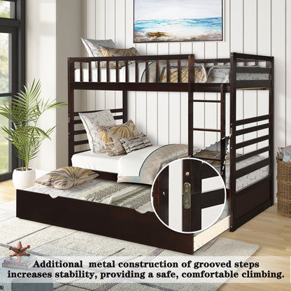 Orisfur. Twin Bunk Beds for Kids with Safety Rail and Movable Trundle bed