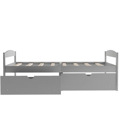 Twin size platform bed, with two drawers, gray （New）