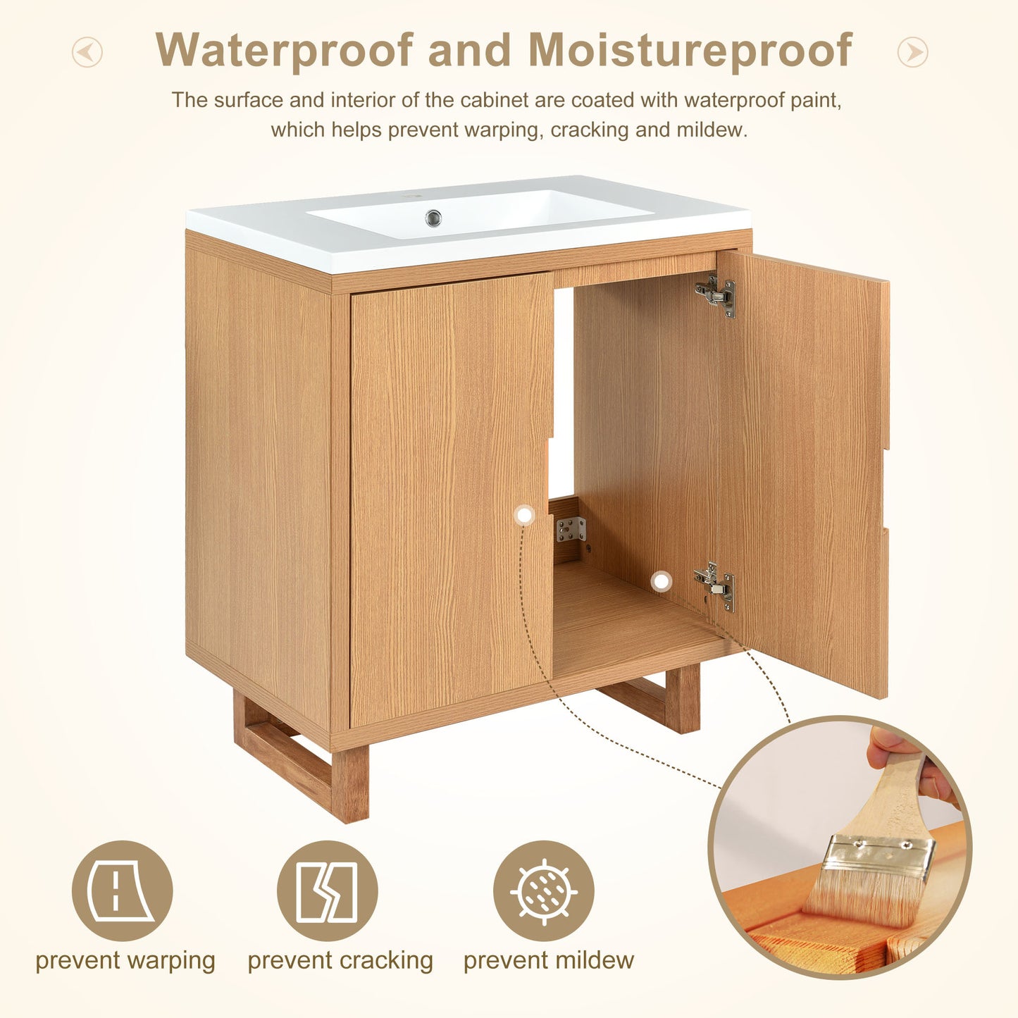 30" Bathroom vanity Set with Sink，Combo Cabinet ，Bathroom Storage Cabinet,Solid Wood Frame
